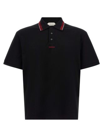 Versace Black Shirt Collar Polo
