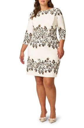Adrianna Papell Placement Print Sheath Dress in Ivory Multi at Nordstrom, Size 14W