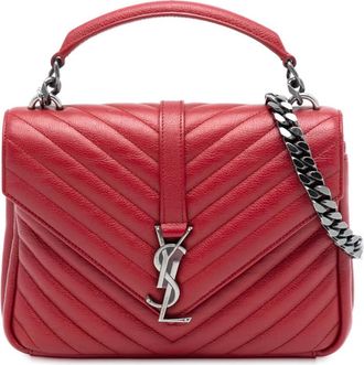 Saint Laurent Pre-owned Saint Laurent Medium Chevron Sheepskin Monogram College Satchel Ladies PNR428056A.1116