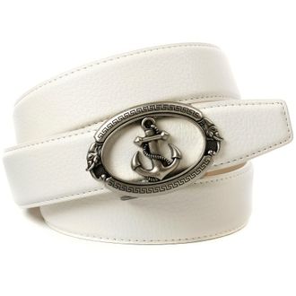 Anthoni Crown Lederg&uuml;rtel ANTHONI CROWN, Damen, Gr. 100, weiss (wei&szlig;), Leder, unifarben, G&uuml;rtel Lederg&uuml;rtel, mit stilisiertem Anker
