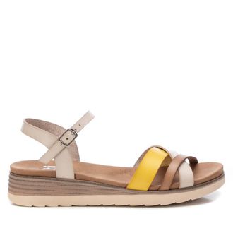 Xti Womens Beige and Yellow Strappy Comfort Sandals, Model 4485703BG