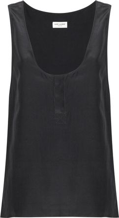 Saint Laurent Henley-neck Silk Tank Top