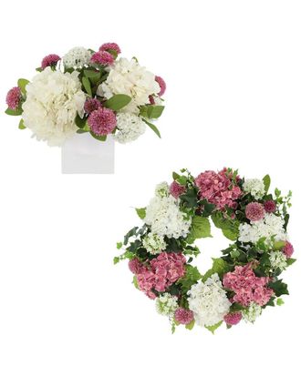 Creative Displays Inc. 24In Spring Wreath & Centerpiece With Dahlias & Hydrangeas