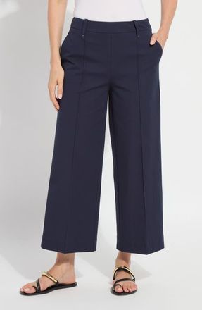 Lyss&eacute; Miranda Pull-On High Waist Crop Wide Leg Twill Pants in True Navy at Nordstrom, Size X-Small