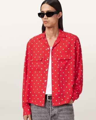 AllSaints Mini Polkadot Sheer Shirt