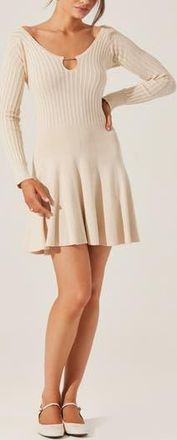 ASTR the Label Cybele Long Sleeve Sweater Dress in Natural at Nordstrom Rack, Size Small