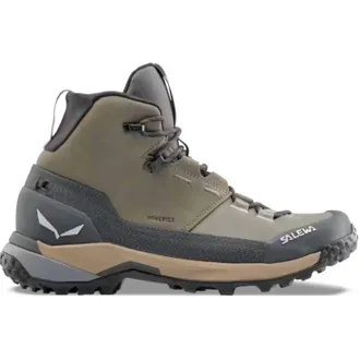 Salewa Womens Puez Leather Mid Powertex Shoes In Bungee Cord-Onyx