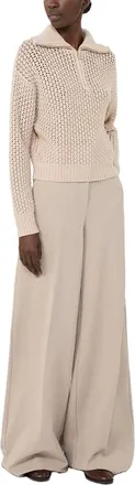 Max Mara Lurex-Embellished Mesh Knit Sweater - Beige