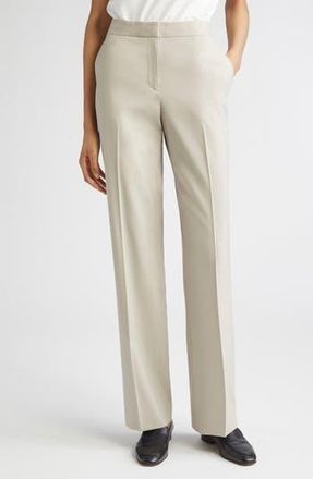 Lafayette 148 New York Irving Straight Leg Stretch Wool Pants in Khaki at Nordstrom Rack, Size 16 (Similar To 14W)