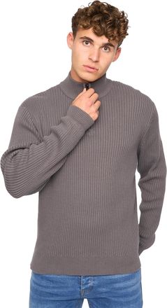 Crosshatch Heren Havaline gebreide Quarter Zip Pullover (Houtskool Grijs)