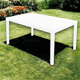 Dmora Mesa De Exterior Maratea, Mesa De Comedor Rectangular, Mesa De Jard&iacute;n Multiusos, 100% Made In Italy, 150x90h72 Cm, Blanco - Dmora