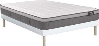 Vente-Unique Conjunto somier + colch&oacute;n de muelles ensacados con 7 zonas y espuma viscoel&aacute;stica ASGARD de YSM&Eacute;E de 30 cm de espesor - 160 x 200 cm