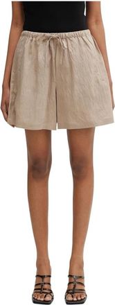 Maison Kitsun&eacute; Elastische gestreepte shorts - Dames - Bermuda - Bruin - L - Korte Broeken