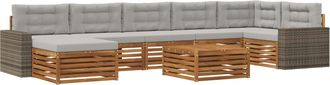 vidaXL Conjunto De Sof&aacute;s De Exterior 8 Uds. Natural Y Gris Claro Vidaxl