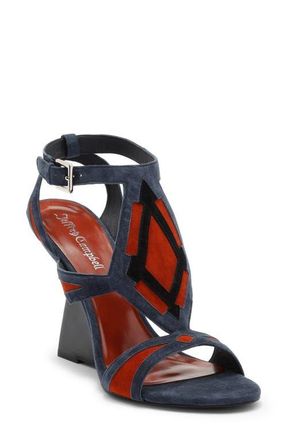 Jeffrey Campbell Tam-Tam Wedge Sandal in Navy Suede Orange at Nordstrom, Size 6.5