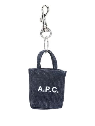 A.P.C. logo-print keyring - Blue