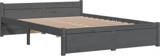 vidaXL Vidaxl - Bed Frame without Mattress Grey Solid Wood 135x190 cm Double Double