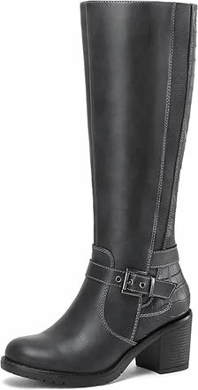 mysoft Womens Knee High Side Zip Boots In Gray