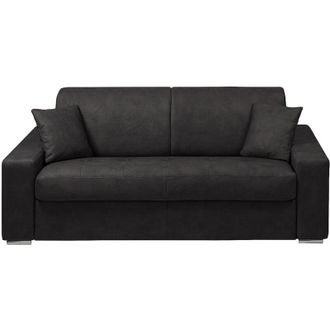 Vente-Unique Vente-unique - Divano letto 3 posti a ribalta in Tessuto Antracite - Larghezza Materasso 140 cm - Spessore 18 cm - emir