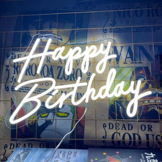 OEM Luces Led De Cumplea&ntilde;os - Letras De Ne&oacute;n Acr&iacute;licas Con Cadena Para Colgar - Decoraci&oacute;n Festiva Para Fiestas - Usb, Blanco C&aacute;lido