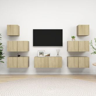 vidaXL Vidaxl - Juego De Muebles De Sal&oacute;n 7 Piezas Roble Sonoma