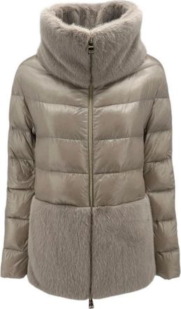 Herno Faux Fur Puffer Jacket - Dames - Gewatteerde jassen - Beige - XL - Jassen