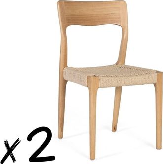 Giner&Colomer Set de 2 sillas fabricadas en madera de caucho