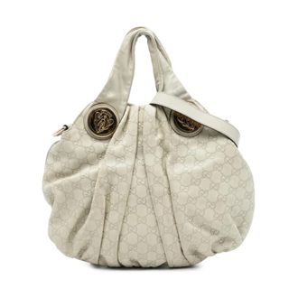 Gucci Pre-owned Handbags, female, White, Size: ONE SIZE Pre-owned Leather Satchel