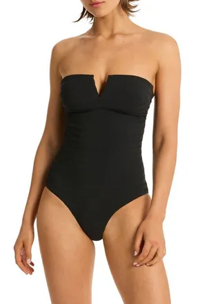 Sea Level Australia Palisades V-Wire One-Piece Swimsuit in Black at Nordstrom, Size 10