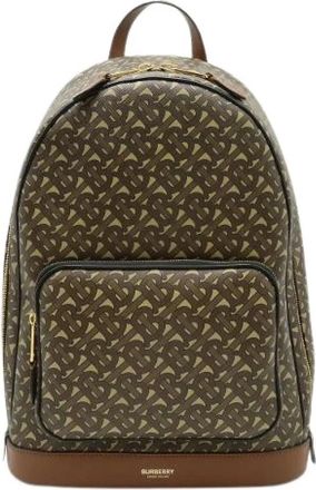 Burberry Pre-owned TB Monogram Coated Canvas Backpack - unisex - Vintage Rugzakken - Bruin - ONE Size - Leer - Vintage