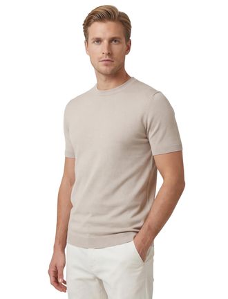 Genti viscose Genti T-shirt beige effen normale fit