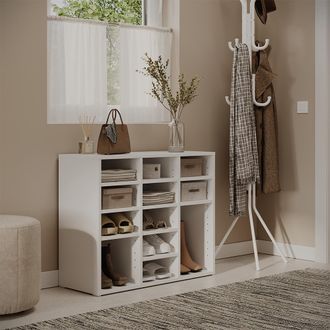 Vicco Armario Para Zapatos Lysander, Blanco, 78.6 X 65.5 Cm Con 12 Compartimentos Abiertos, Vicco