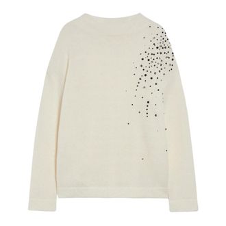 Pennyblack Oversized Trui met Strass - Dames - Coltruien - Wit - S - Wol - Truien & Vesten
