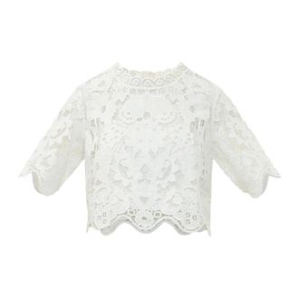 Michael Kors Blouses, female, White, Size: XS Floral Lace Cropped Top