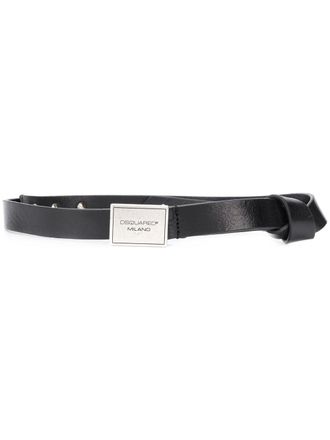 Dsquared2 logo-plaque knotted belt - women - Calf Leather/zamac - 75 - Black