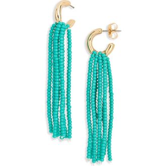 Leith Beaded Fringe Drop Earrings in Green Blue- Gold at Nordstrom Rack