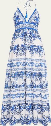 Alice & Olivia Karolina Tiered Halter Maxi Dress
