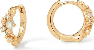 Made by Mary Lumi Flora Hoop Earrings in Gold Vermeil/moonstone at Nordstrom