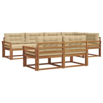 vidaXL Conjunto De Sof&aacute;s De Exterior Con Coj&iacute;n 7 Pcs Natural Y Beige Vidaxl