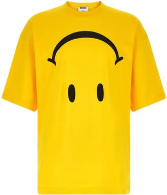 Moschino Cotton Jersey T-Shirt Smiley - male - Moschino - T-Shirts - Yellow - XL - Tops