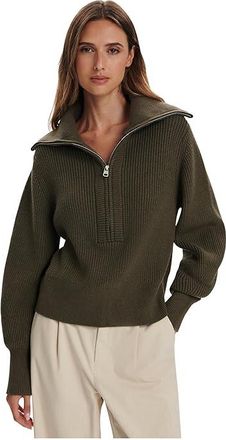 Varley Maura Half Zip Rib Knit Womens Sweater Olive Night : XXS, Nylon/Polyester