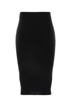 Saint Laurent Womens Black Wool Skirt Noir Exterior: Gonne