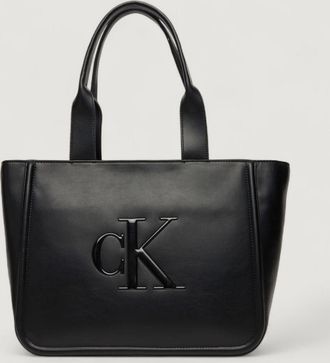 Calvin Klein Borsa a spalla in pelle sintetica con monogram Calvin Klein