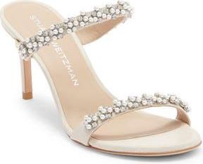 Stuart Weitzman Poppy Faux Pearl Sandal in Linen/Clear/Natural at Nordstrom Rack, Size 8.5