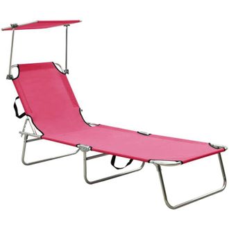 vidaXL Vidaxl - Lettino Pieghevole con Baldacchino in Acciaio Rosa Magenta