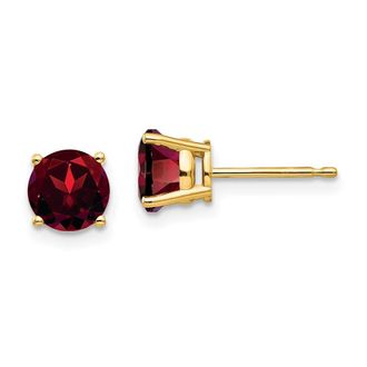 Diamond2Deal 14k Yellow Gold 6mm Garnet Earrings