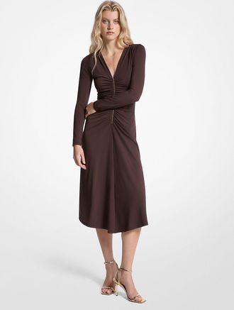 Michael Kors Ruched Stretch Matte Jersey Dress