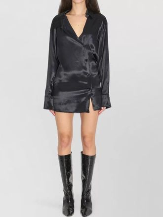 The Attico mini dress satin v neckline collar