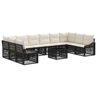 vidaXL Conjunto De Sof&aacute;s De Jard&iacute;n 11 Pcs Negro Rat&aacute;n Sint&eacute;tico Vidaxl