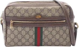 Gucci Pre-owned Ophidia GG Supreme Coated Canvas Shoulder Bag - Dames - Vintage Schoudertas - Beige - ONE Size - Leer - Vintage